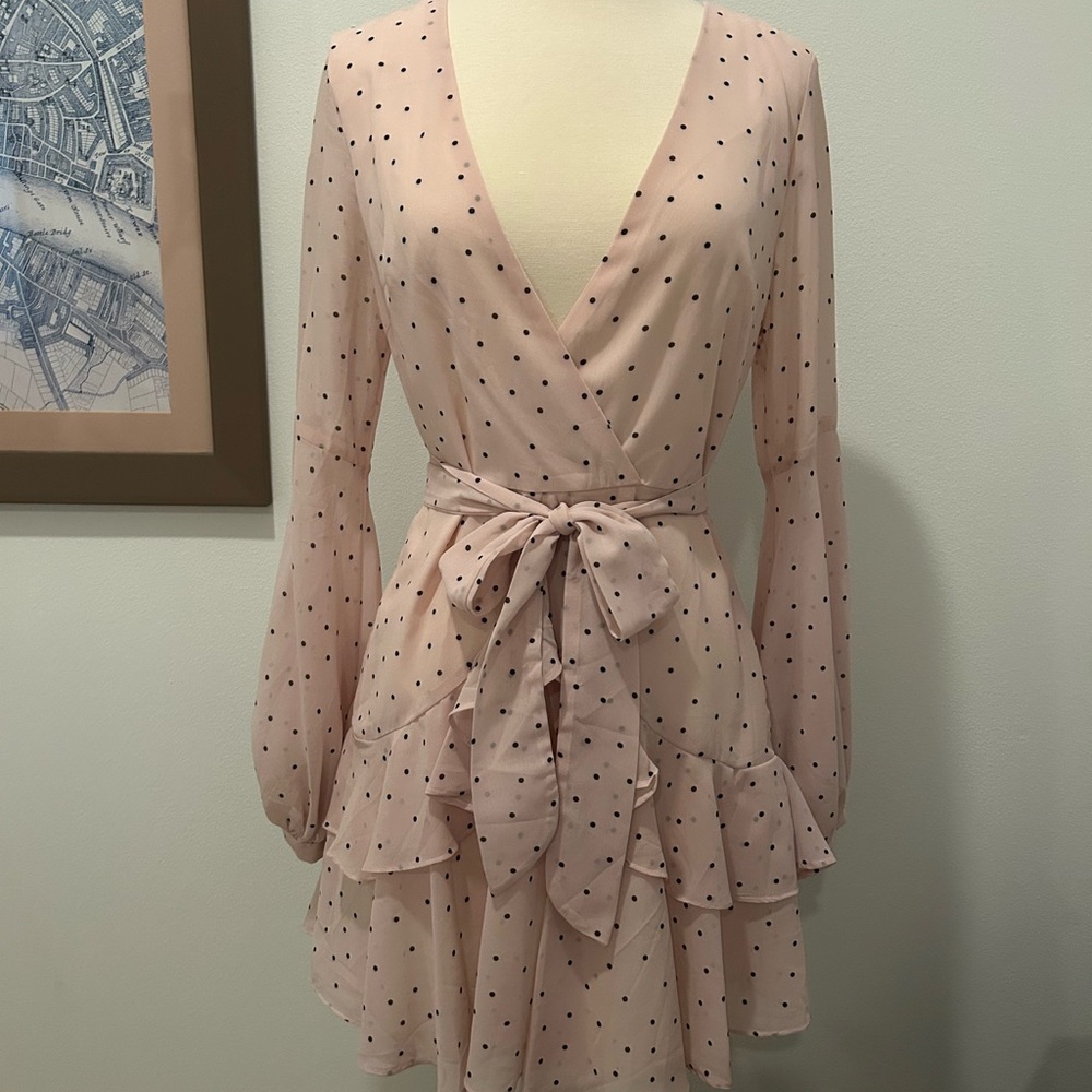 Hello Molly Light Pink Polka Dot Mini Dress - AUS 10/US 4-6 (medium)